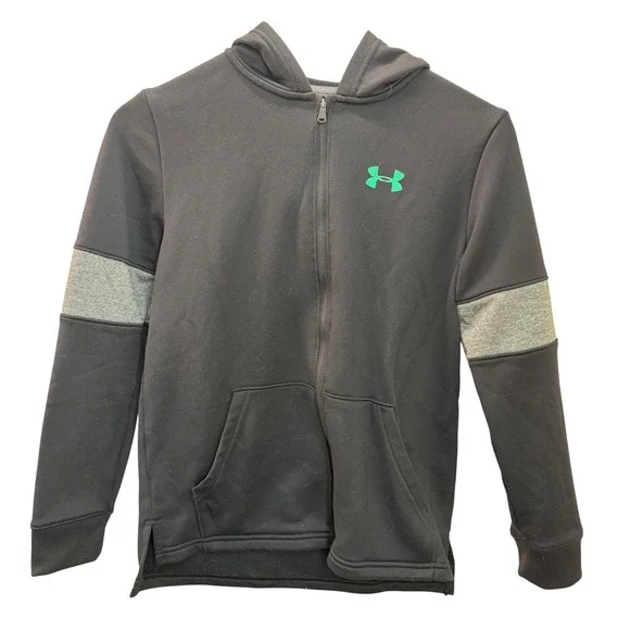 Under Armour Kids Youth Boys Girls Black Zip Up Hoodie Sweatshirt Size M - Picture 1 of 4